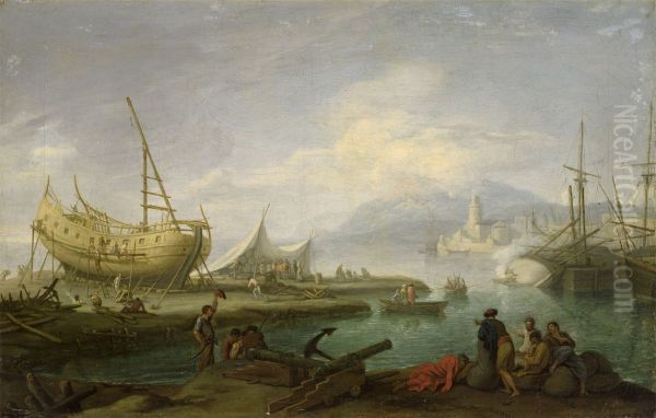 Coastal Landscape Oil Painting by Jacob Philipp Hackert