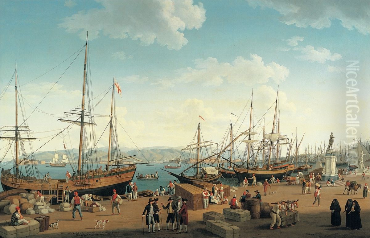 View of the Port of Messina, from the Palazzo del Senato Oil Painting by Jacob Philipp Hackert View of the Port of Messina, from the Palazzo del Senato Oil Painting by Jacob Philipp Hackert