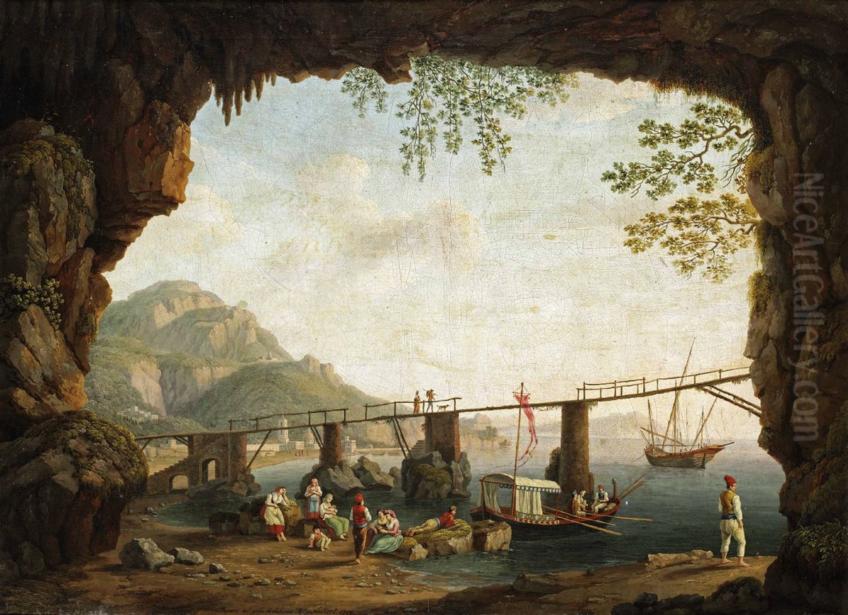 View from the Grotta dell'Annunziata in Maiori Oil Painting by Jacob Philipp Hackert