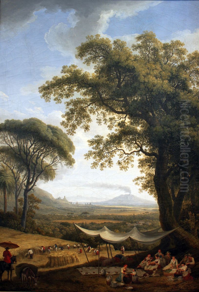 Summer, harvest on Caserta plain Oil Painting by Jacob Philipp Hackert