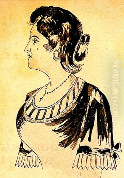 The Fado-singer Maria Severa Oil Painting by Francisco Augusto Metrass