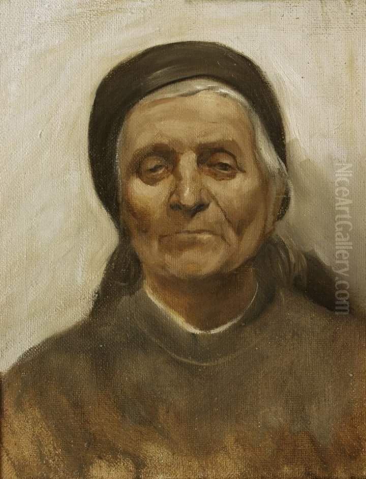 Portrait of the grandmother Oil Painting by Myroslav Dusinkevych