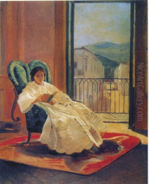 Portrait of the artists wife Anna Petrovna Oil Painting by Nikolai Ge