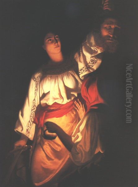 Judith   and  Holofernes Oil Painting by Antal Haan