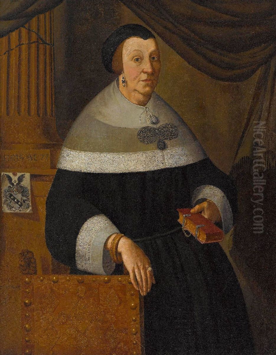 Bildnis einer 77-jahrigen Frau. Oil Painting by Georg Hainz