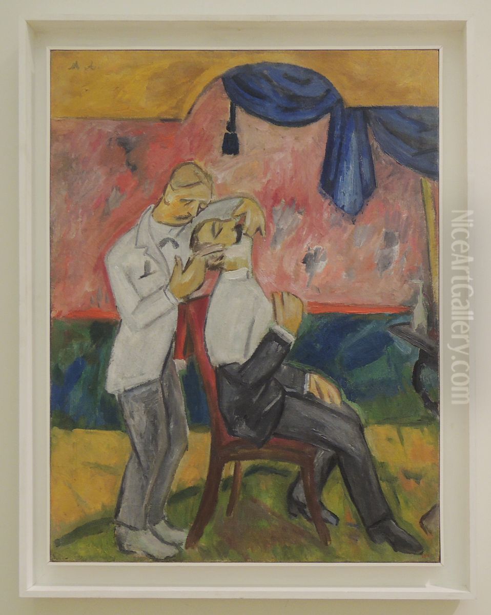 Hairdresser Oil Painting by Mikhail Larionov