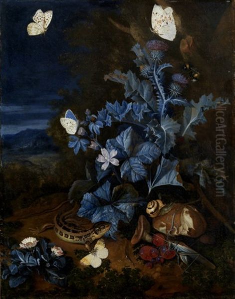 Pflanzenstillleben auf Waldboden Oil Painting by Franz de Hamilton