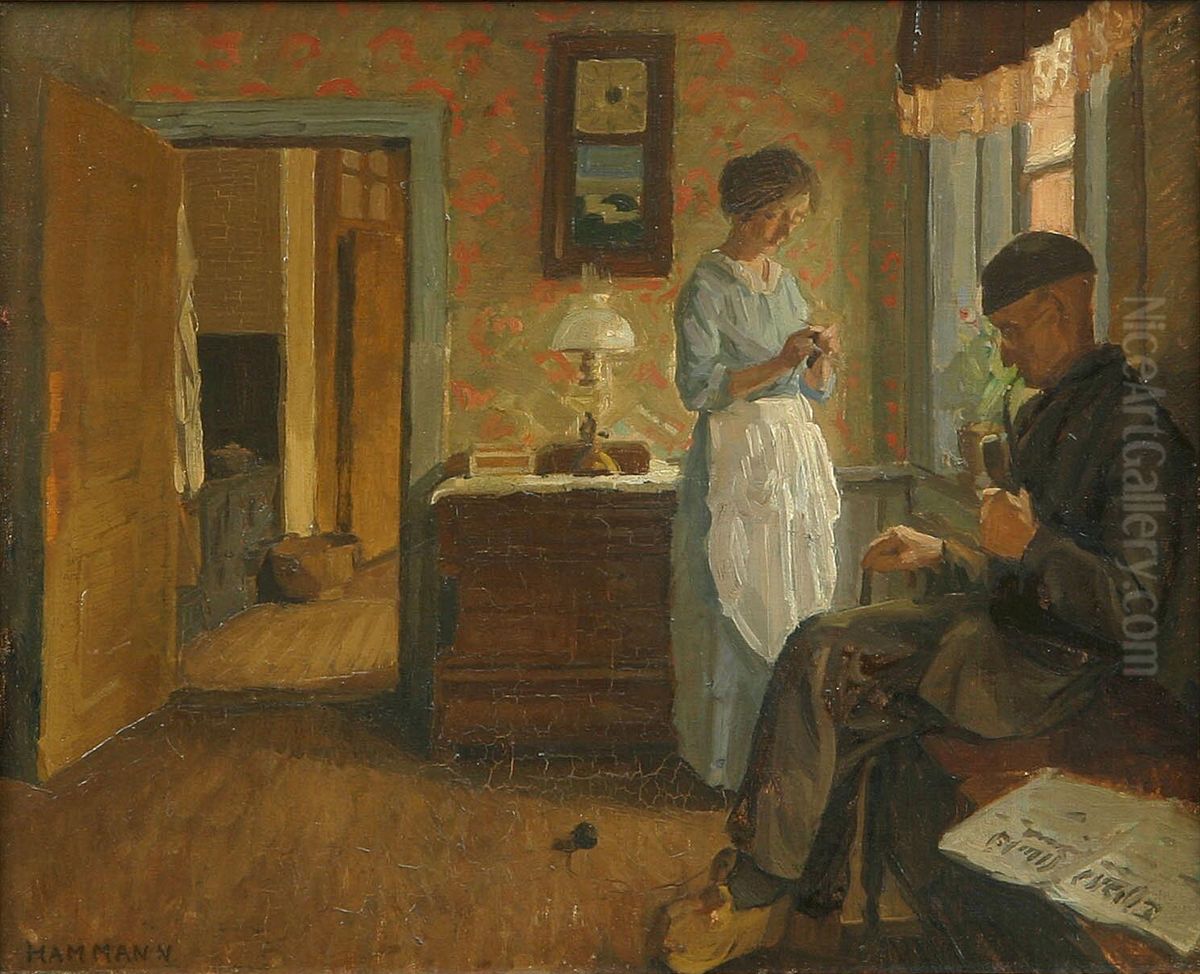 Interior of a farmhouse. Oil Painting by Marius Hammann Interior of a farmhouse. Oil Painting by Marius Hammann