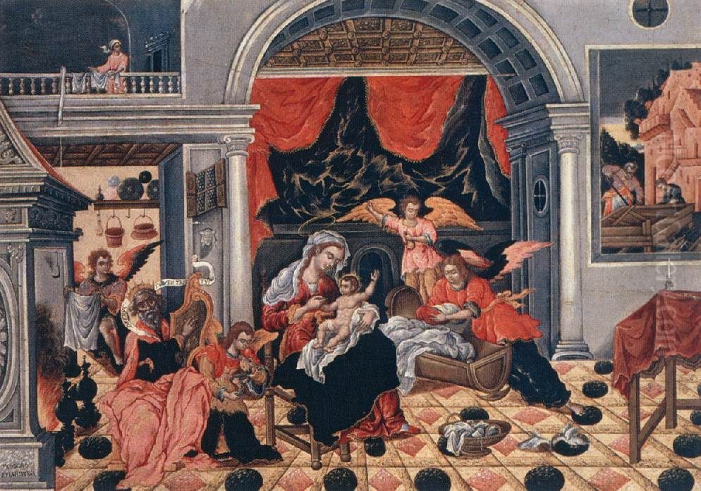 The Nativity of Christ Oil Painting by Theodore Poulakis