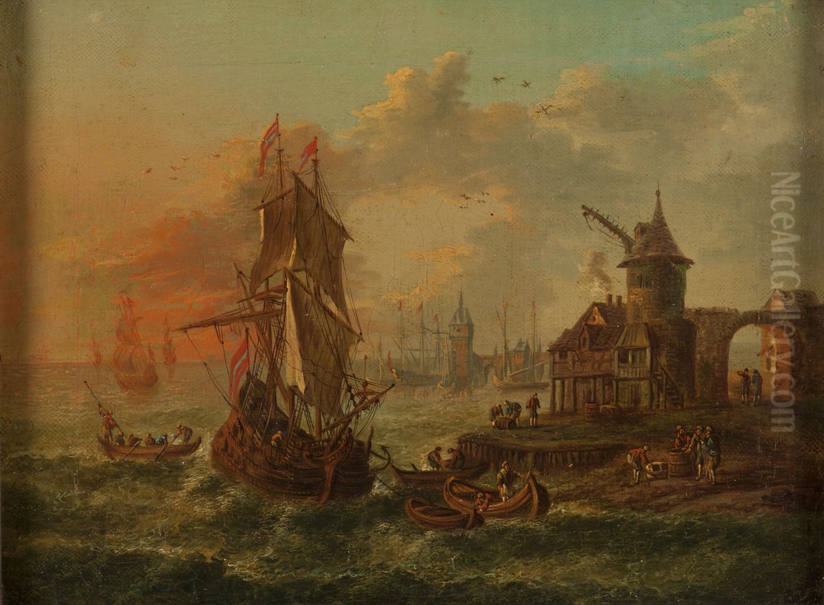 Harbor Oil Painting by Abraham Storck