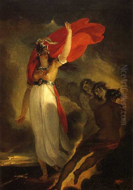 Joan of Arc and the Furies Oil Painting by William Hamilton