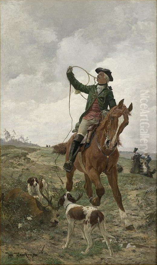 A Stag Hunt Oil Painting by unknown