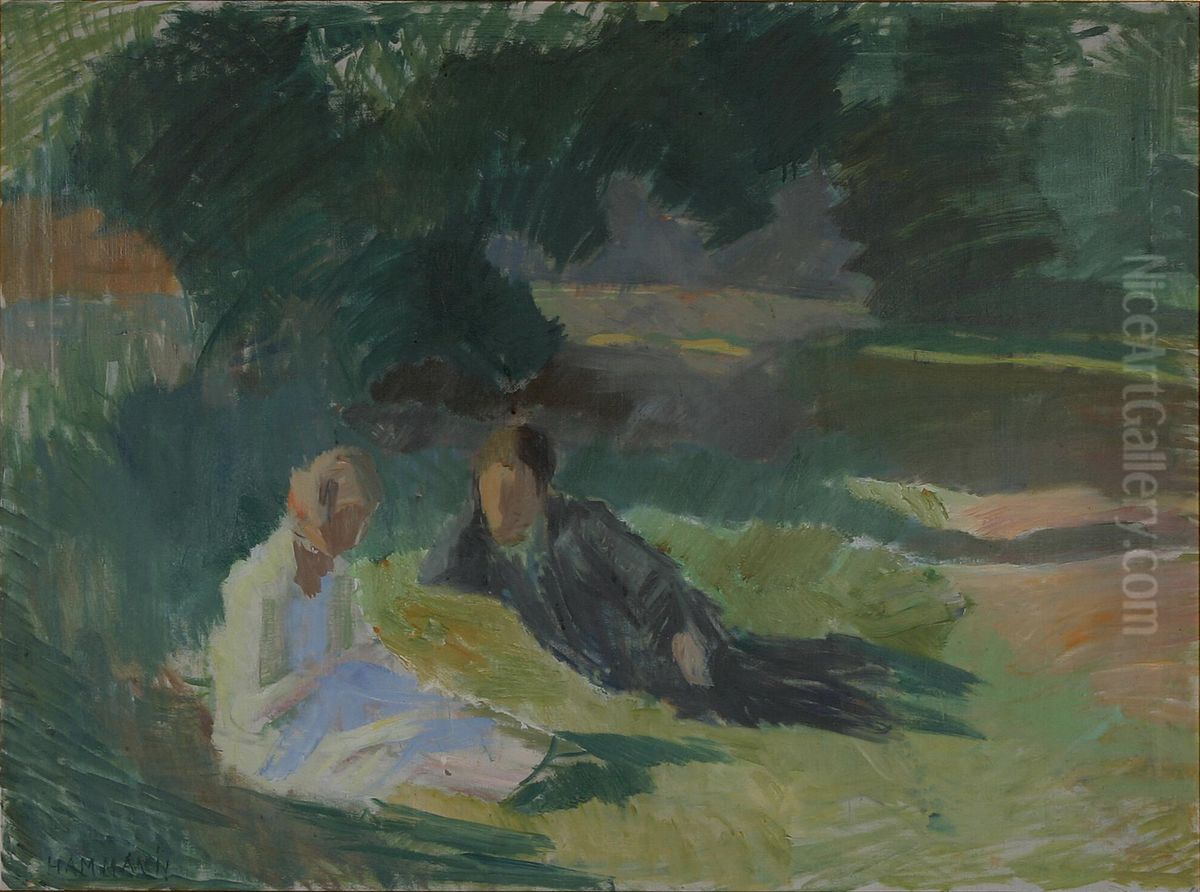 Man and woman in park. Oil Painting by Marius Hammann