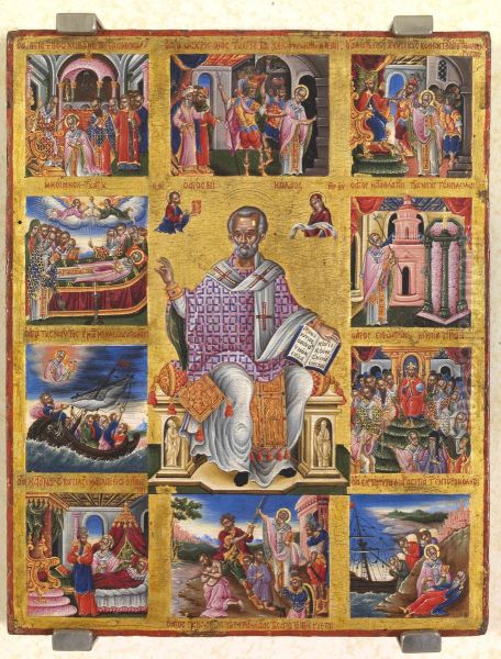 Saint Nicholas (Poulakis) Oil Painting by Theodore Poulakis