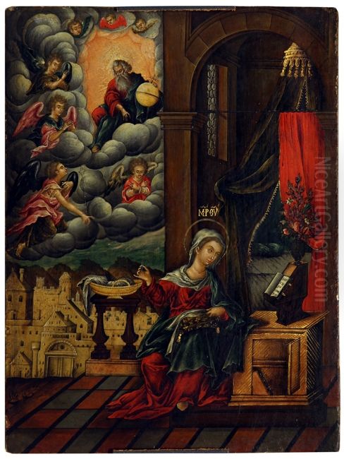 Annunciation (Poulakis) Oil Painting by Theodore Poulakis