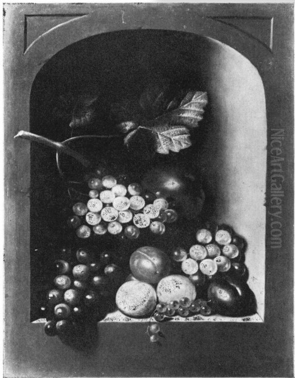 Still life of fruit in a stone niche Oil Painting by Floris van Schooten