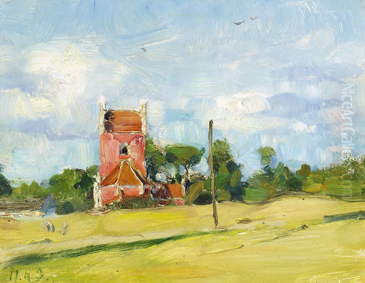 Byrum church on the Island of Laeso, Denmark. Oil Painting by H. A. Brendekilde