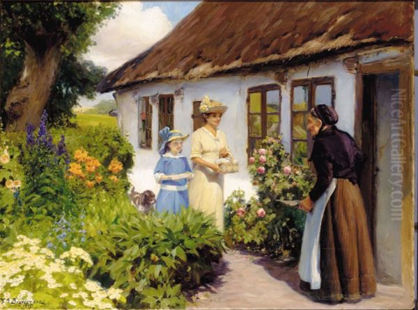Old Line's birthday. Oil Painting by H. A. Brendekilde