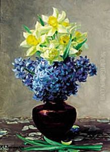 Lent lilies and hyacinths in a jar.