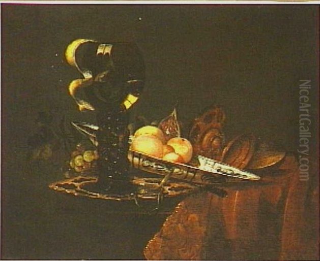 Still life with roemer and fruit Oil Painting by Gerard Van Berleborch