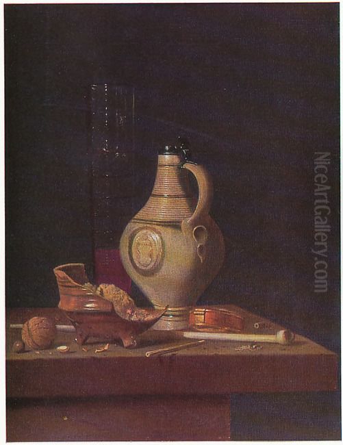 Still life with smoking and drinking utensils Oil Painting by Jan Fris