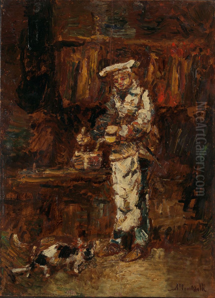 Detail study for 'La Rottisserie des deux Paons' Oil Painting by Adolphe Joseph Thomas Monticelli