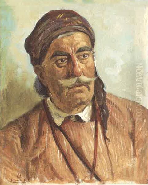 Portrait D' Un Kawas. Oil Painting by Moustafa Farroukh