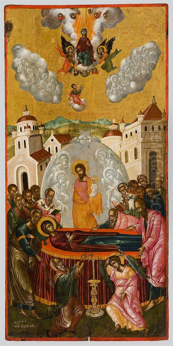 The Dormition and Assumption of the Virgin (Moskos) Oil Painting by Elias Moskos