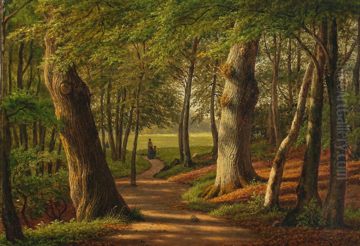 The woods by Hellebaek Oil Painting by F.C. Kiaerskou
