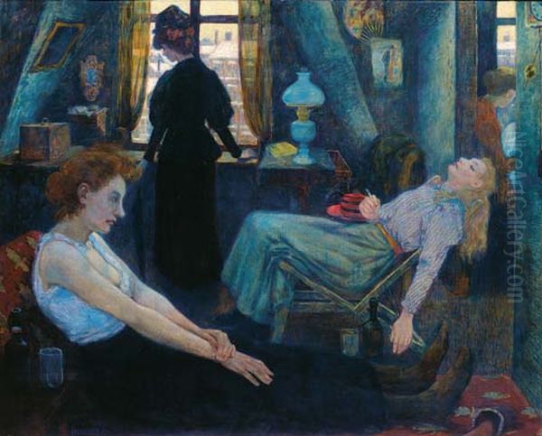 Montagmorgen (In der Mansarde) Oil Painting by Hans Baluschek
