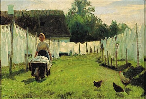 Washing day. Oil Painting by Hans Ole Brasen