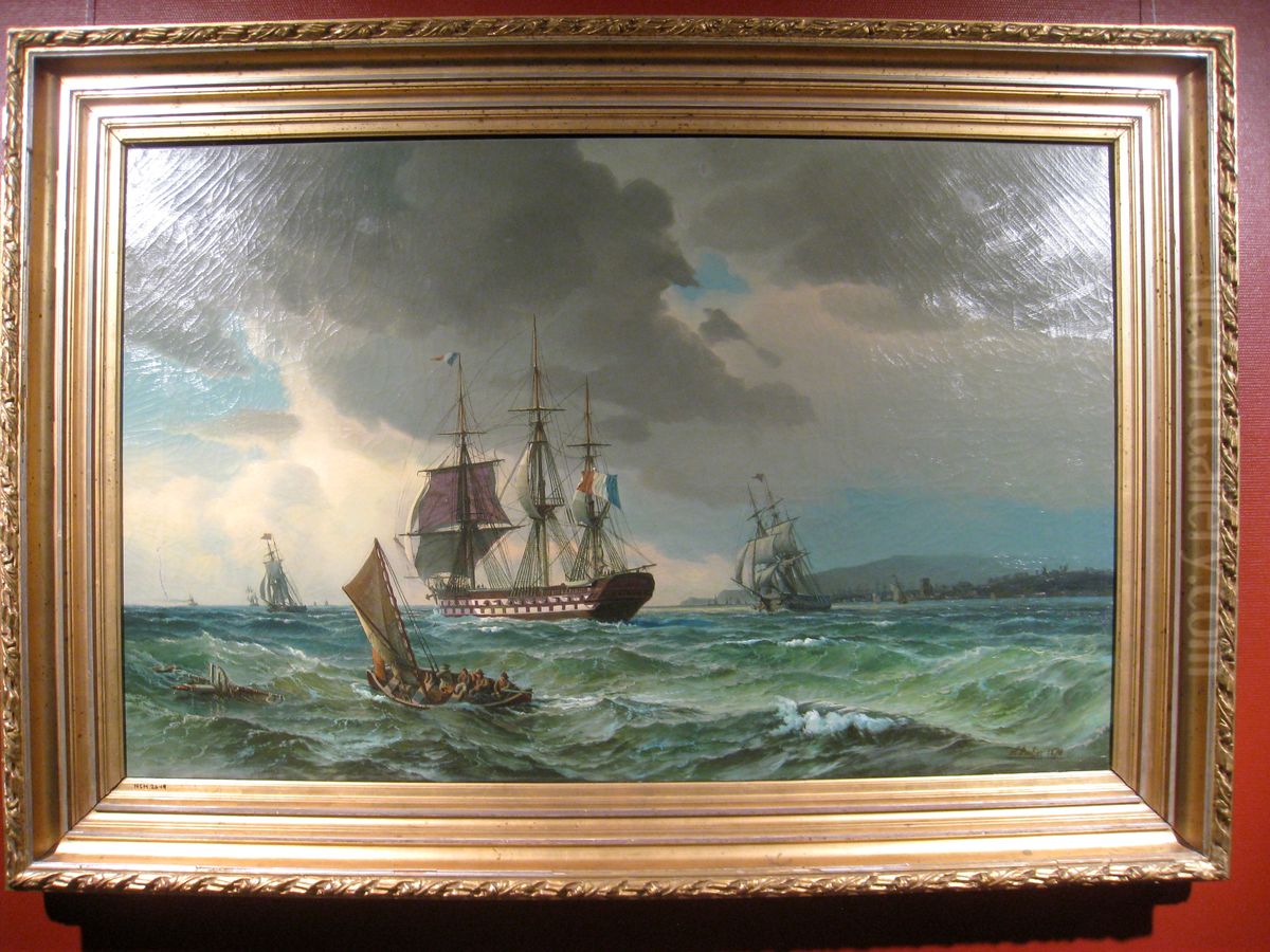 Ukjent Fransk Fregatt Oil Painting by Hans Emil Andreas Jahn