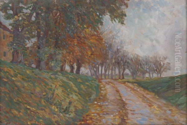 Herbstliche Baumreihe Oil Painting by Hans Fritsch