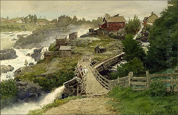 Honefos 2. september 1893 Oil Painting by Hans Gude