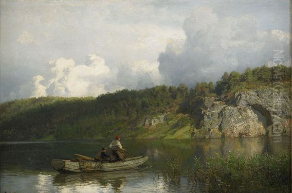 Analkande ovader Oil Painting by Hans Gude