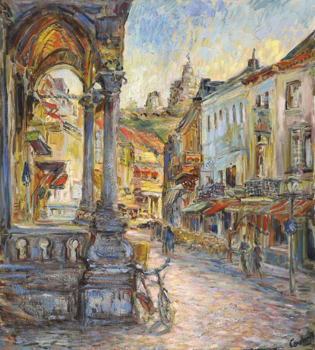 Grotestraat Valkenburg 1983 Oil Painting by Hans Coumans