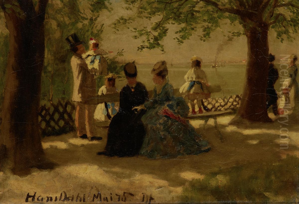 Elegant figures in a park Oil Painting by Hans Dahl Elegant figures in a park Oil Painting by Hans Dahl