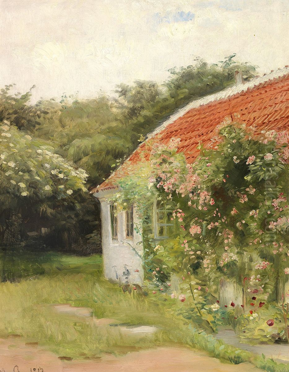 View from Skagen with Havehuset (The Garden House). Oil Painting by Michael Peter Ancher