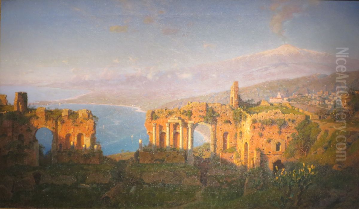 Ruins of the Roman Theater at Taormina, Sicily Oil Painting by William Stanley Haseltine