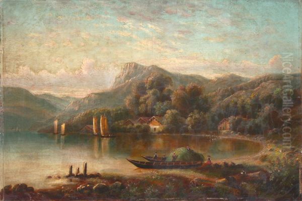 Hay Boat Oil Painting by unknown