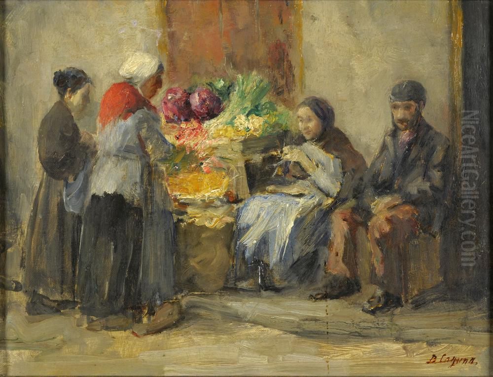 Groentestalletje Oil Painting by Baruch Laguna