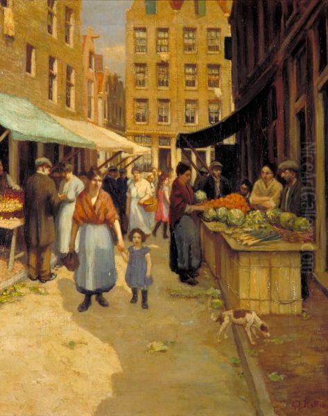 View of the Uilenburgersteeg Oil Painting by Gerard Johan Staller