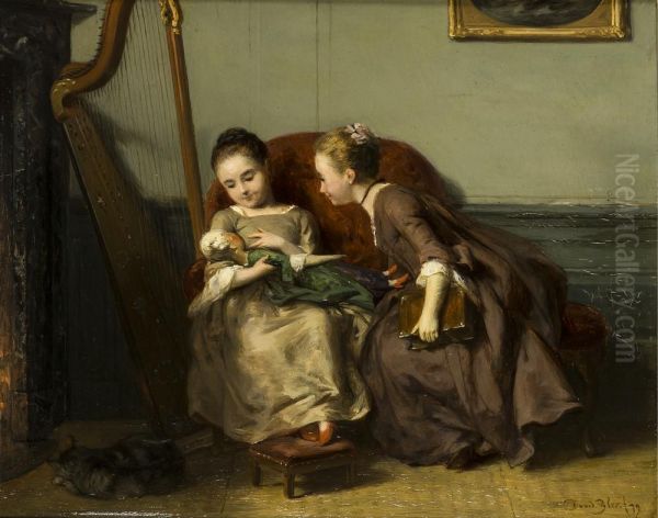 Moedertje spelen Oil Painting by David Bles