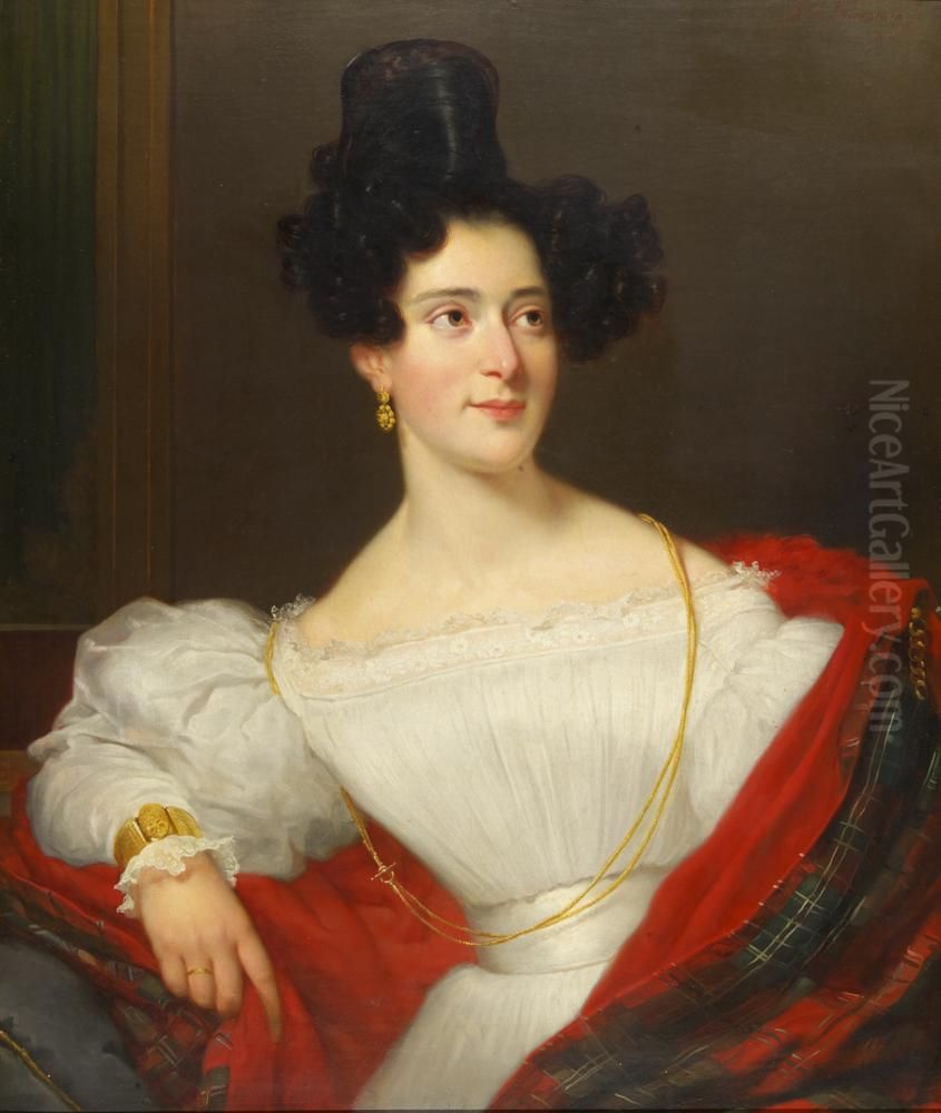 Portrait of Anna Gratia Mariana Asser (1807-1893) Oil Painting by Jan Adam Kruseman