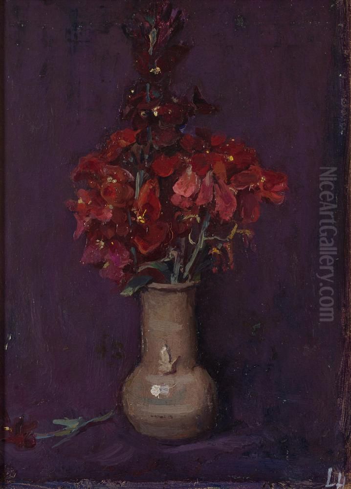 Viooltjes in een vaasje Oil Painting by Louis Hartz