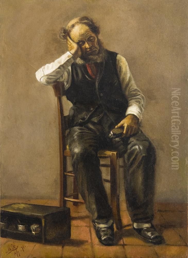 Wachtende Oil Painting by Meijer de Haan