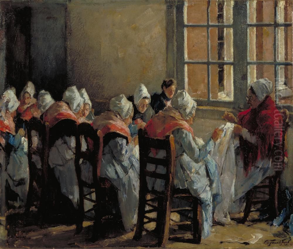 Interieur in oudelieden-inrichting Oil Painting by Eduard Frankfort