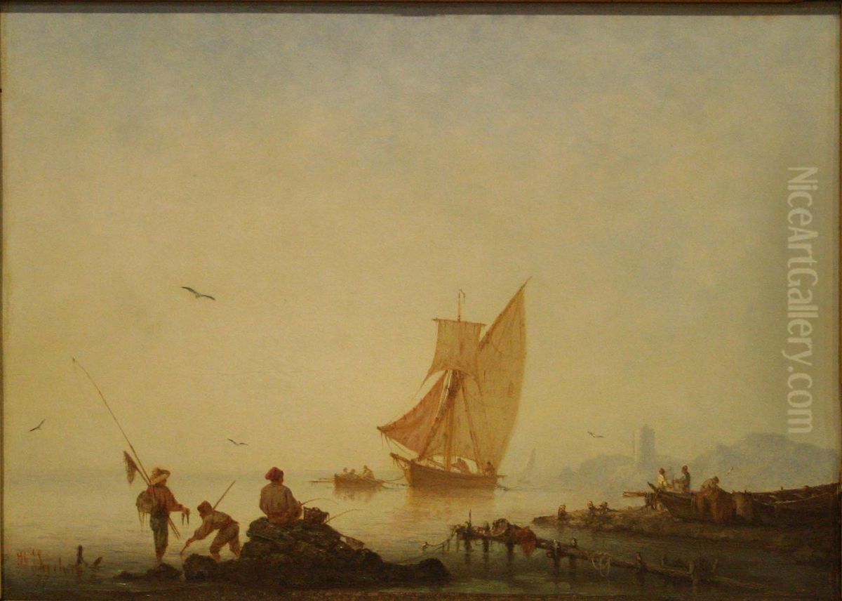 Soir de calme, bord de la Mediterranee Oil Painting by Joseph Suchet