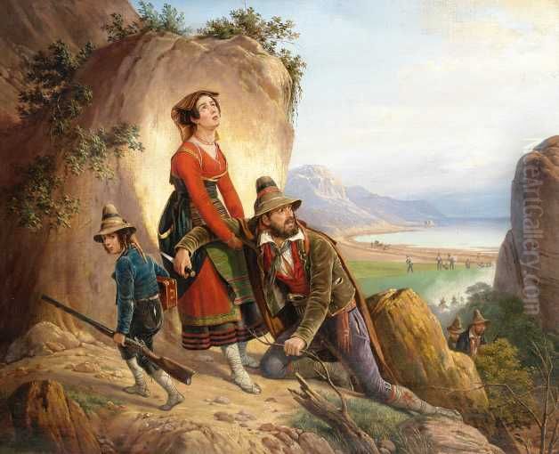 Partisans fleeing Oil Painting by January Suchodolski