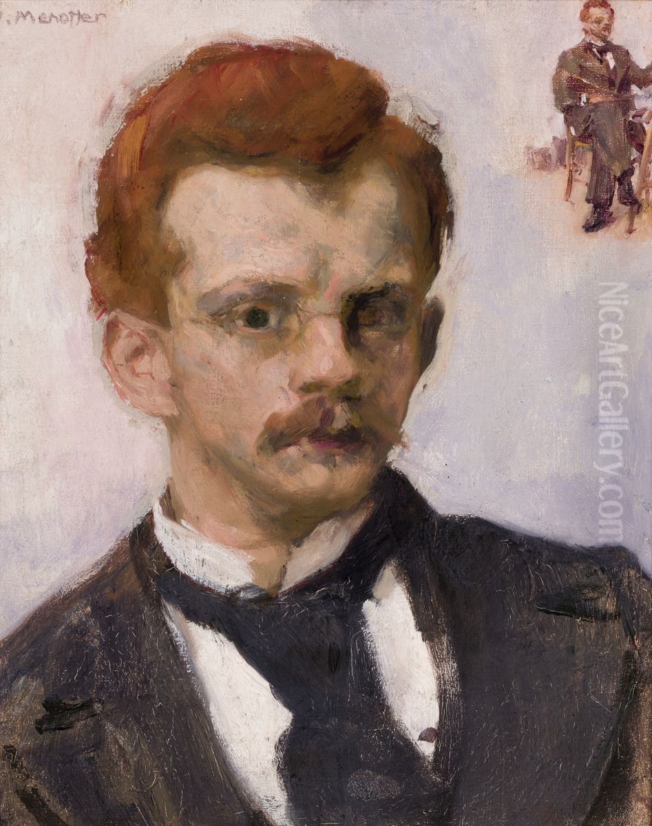 Autoportret Oil Painting by Jozef Mehoffer